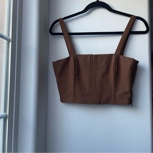 Zara Brown Corset Bustier Crop Top